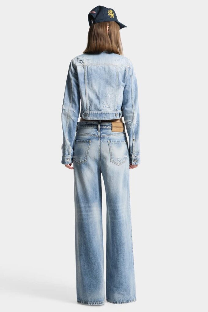 Light Diagonale Wash Baggy Jeans