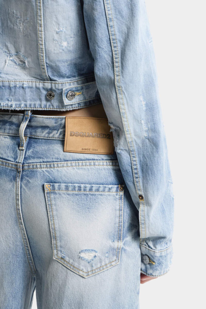 Light Diagonale Wash Baggy Jeans