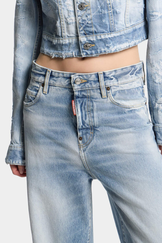 Light Diagonale Wash Baggy Jeans