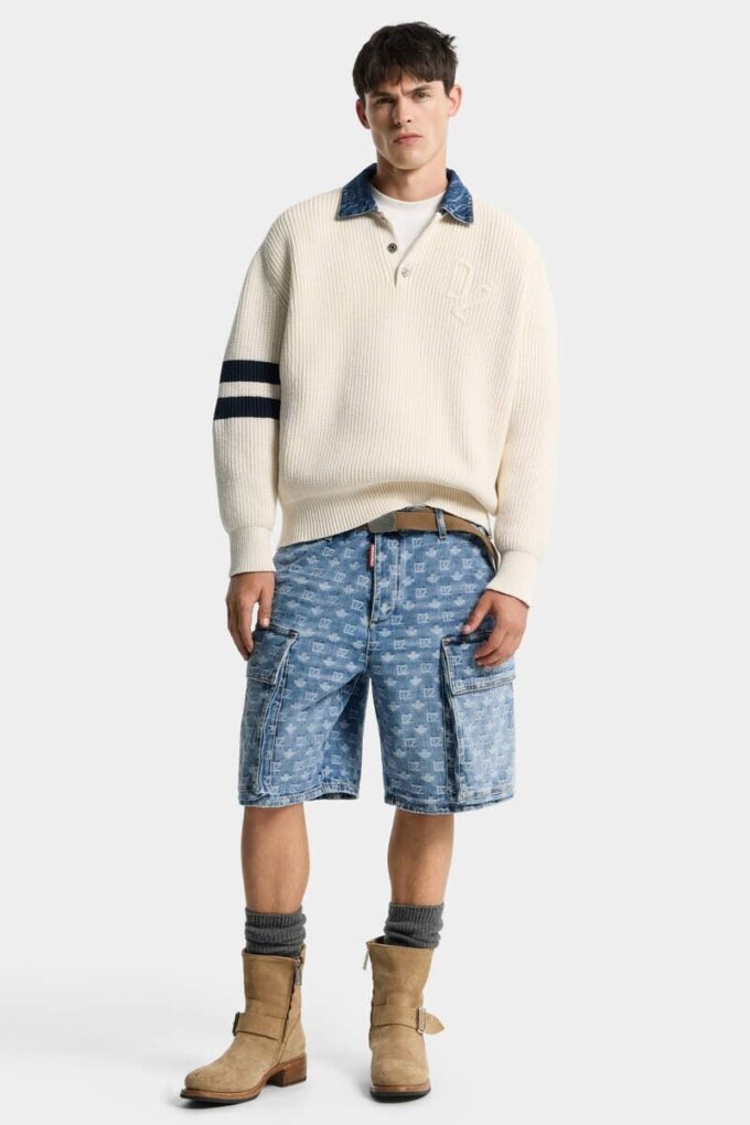 Light Wash Utility Shorts