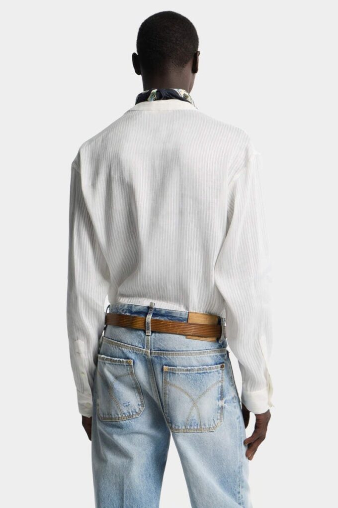 Linen Tie Dropped Shoulder Shirt