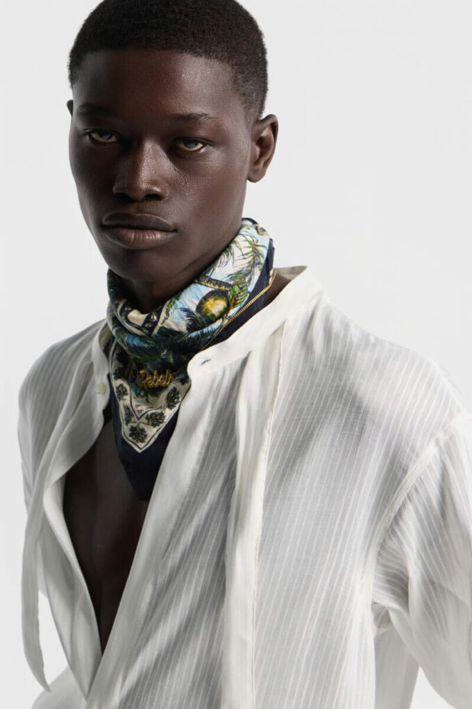 Linen Tie Dropped Shoulder Shirt