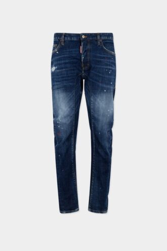 Medium Red Spot Wash Biker Jeans