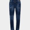 Medium Red Spot Wash Biker Jeans