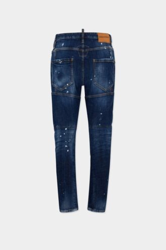 Medium Red Spot Wash Biker Jeans