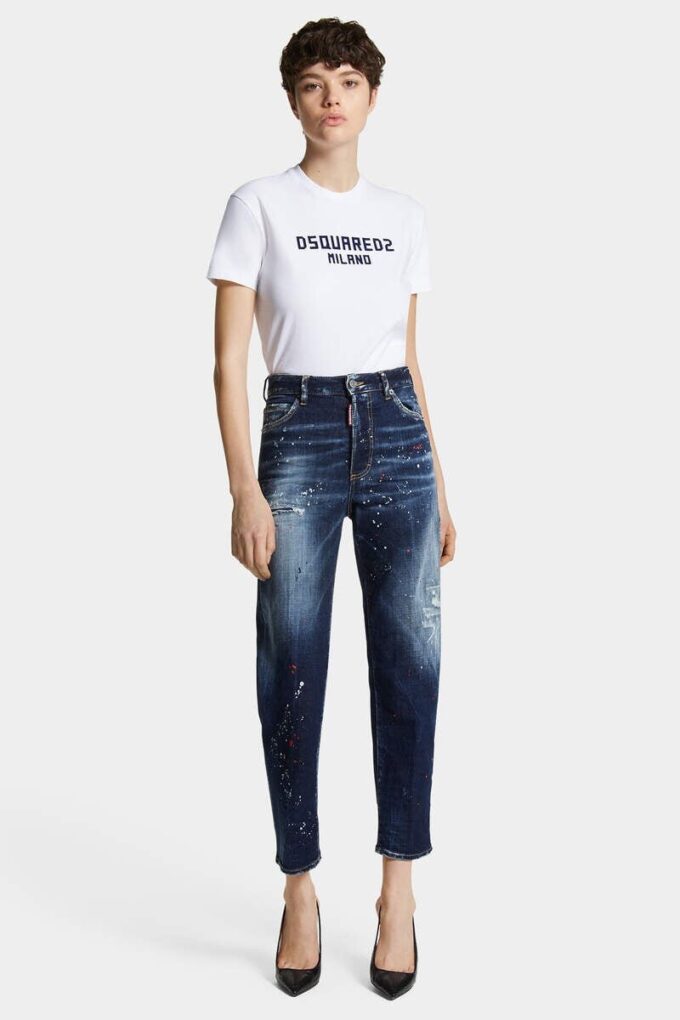 Medium Red Spots Wash Boston Jeans