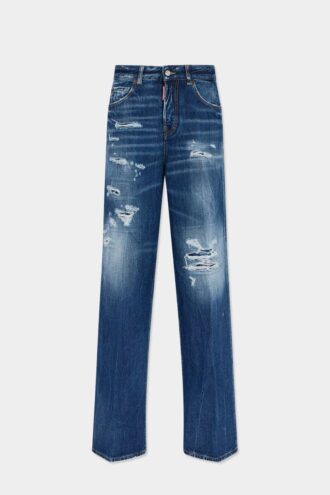 Medium Ripped Wash Baggy Traveller Jeans
