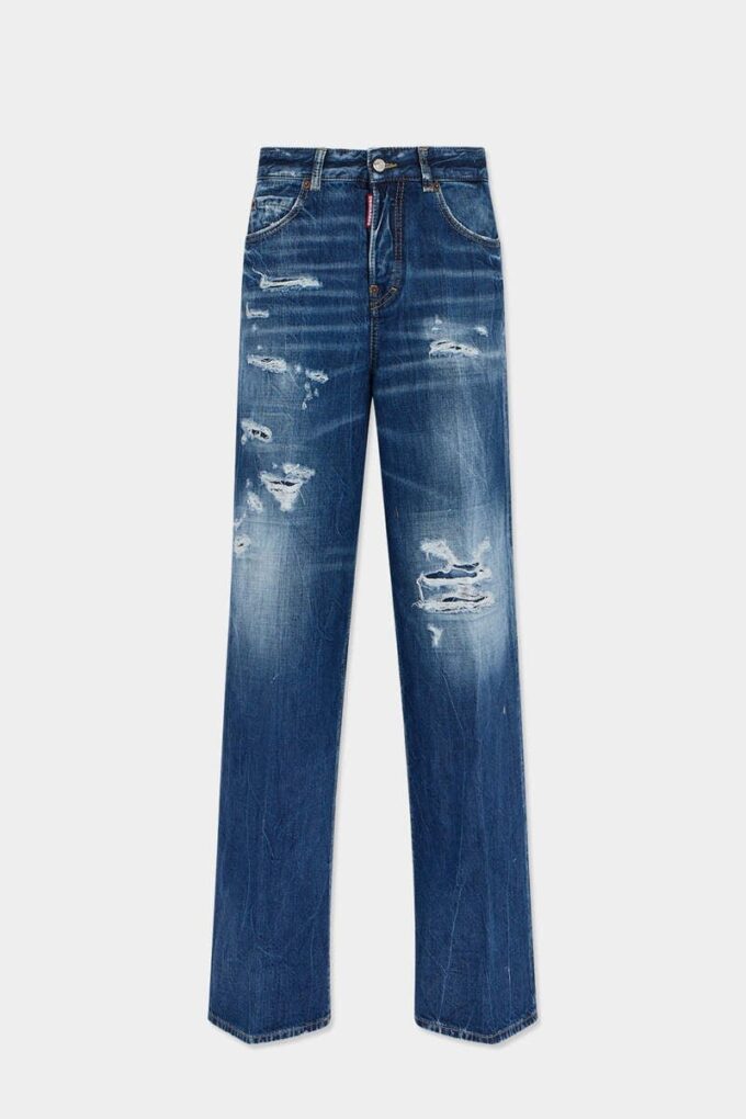 Medium Ripped Wash Baggy Traveller Jeans