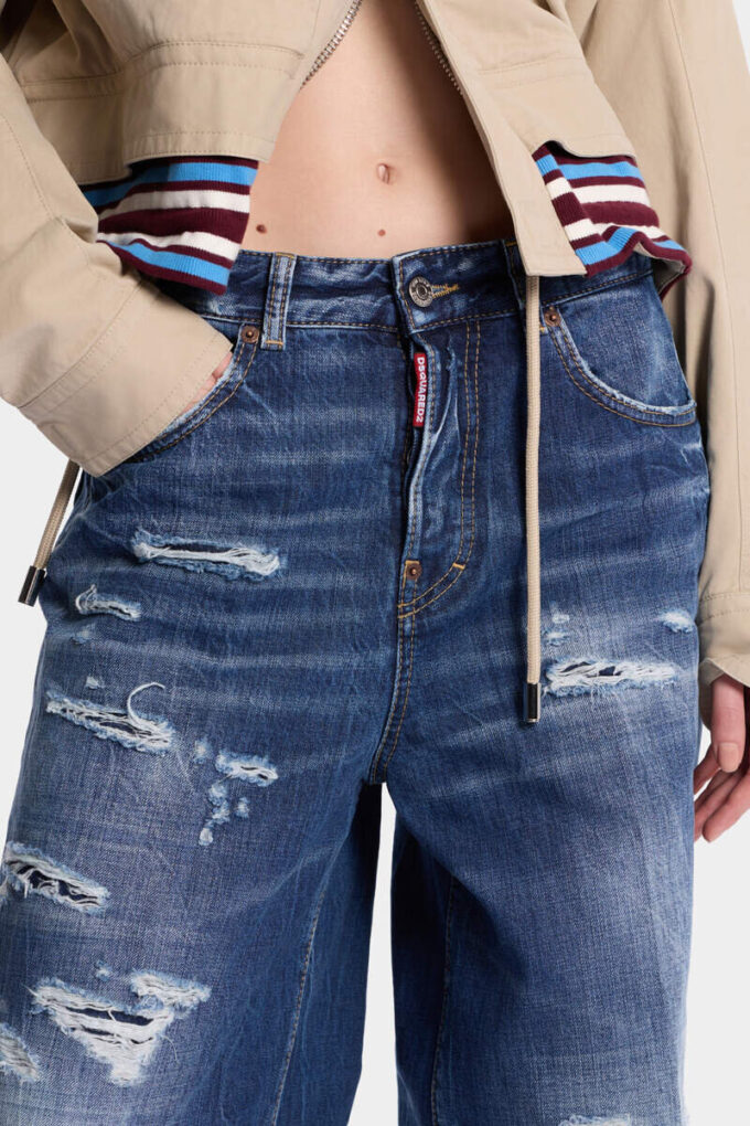 Medium Ripped Wash Baggy Traveller Jeans