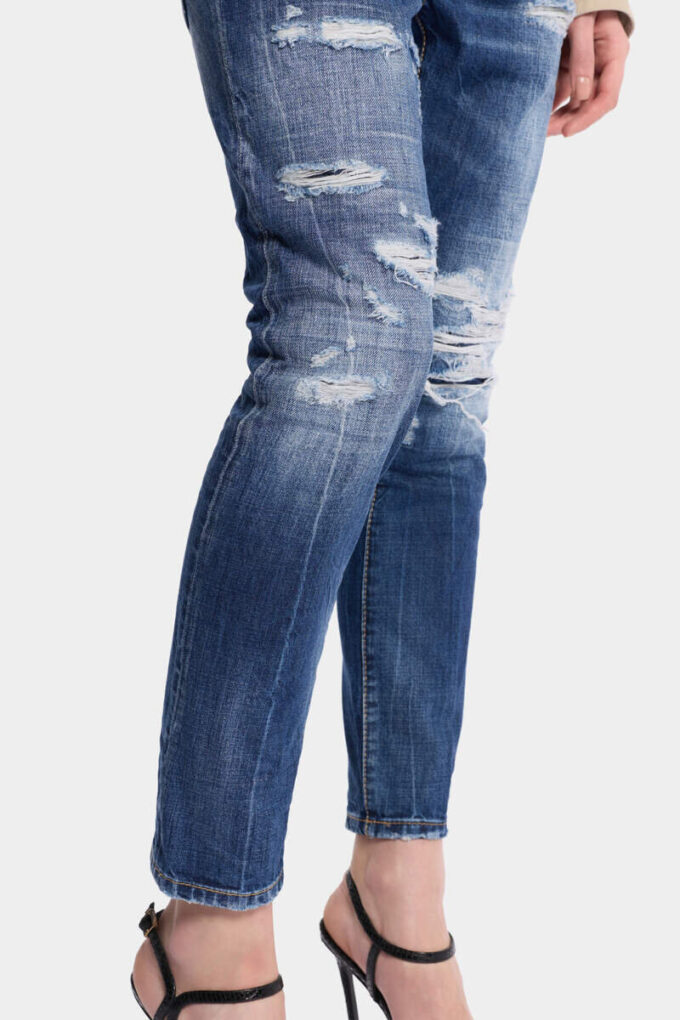 Medium Ripped Wash Teddy Jeans