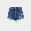 Medium Wash Trucker Hot Pants