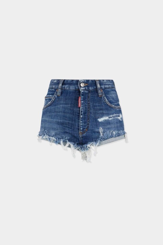 Medium Wash Trucker Hot Pants