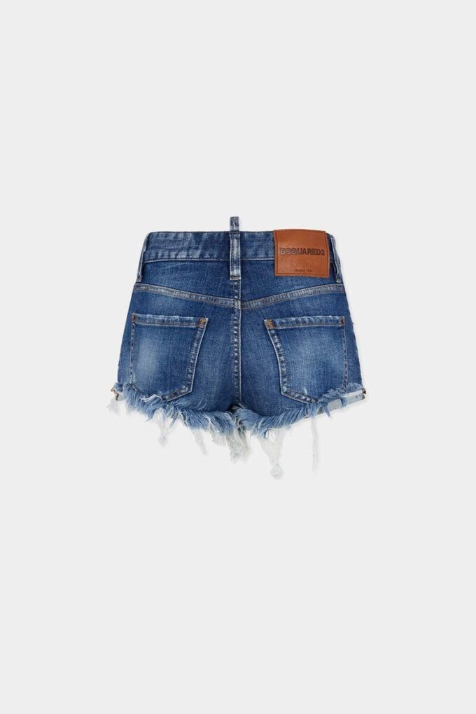 Medium Wash Trucker Hot Pants