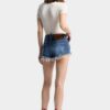 Medium Wash Trucker Hot Pants