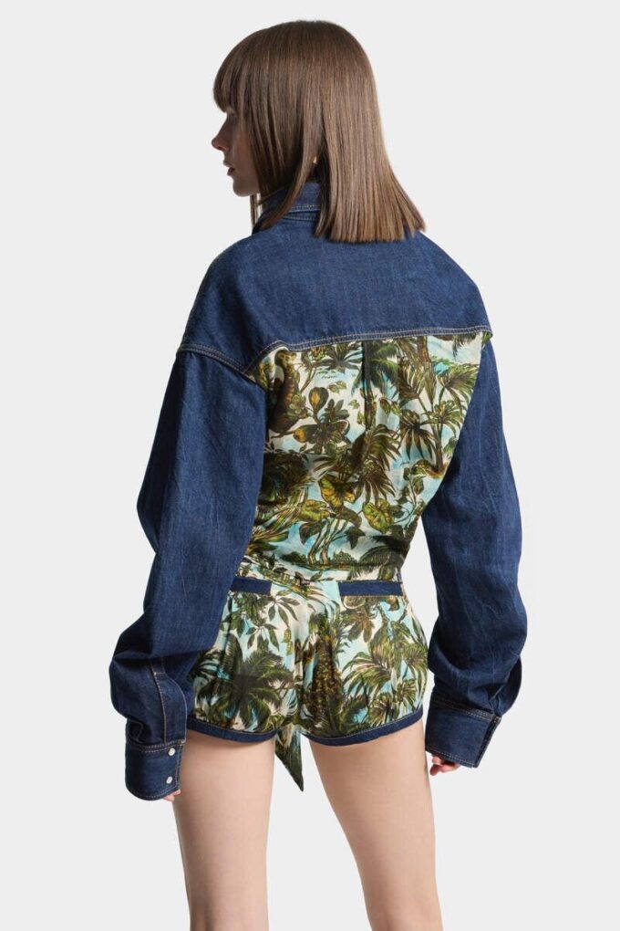 Monkey Business Denim Mix Cropped Shirt