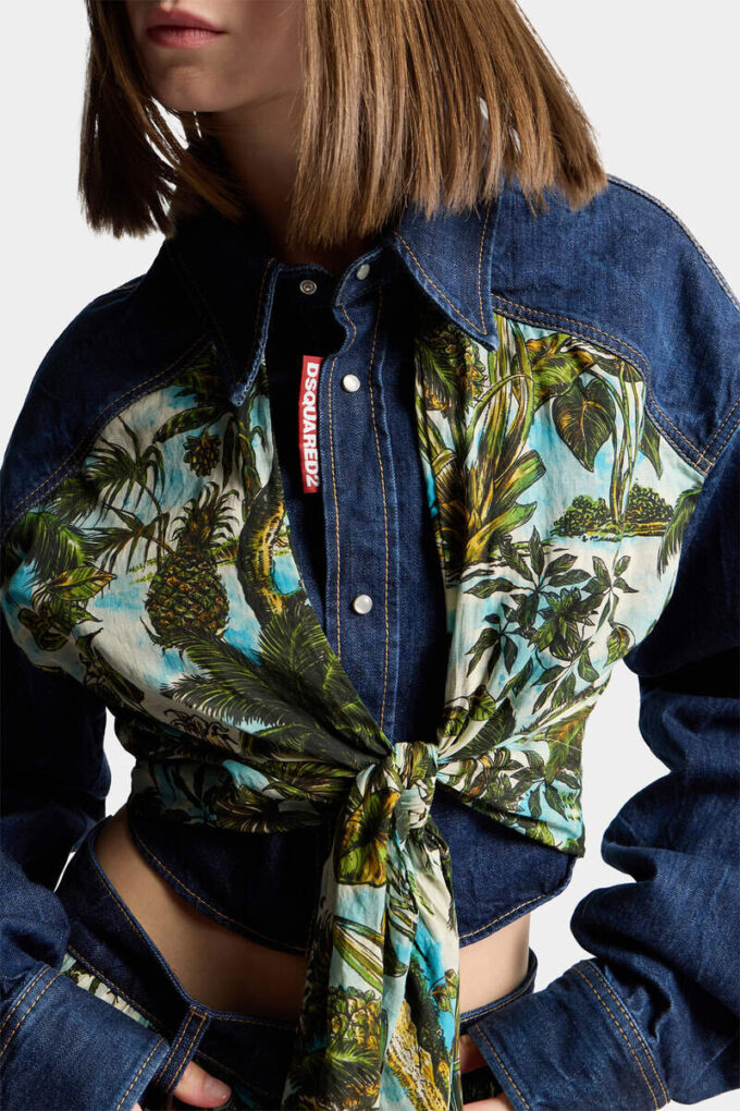 Monkey Business Denim Mix Cropped Shirt