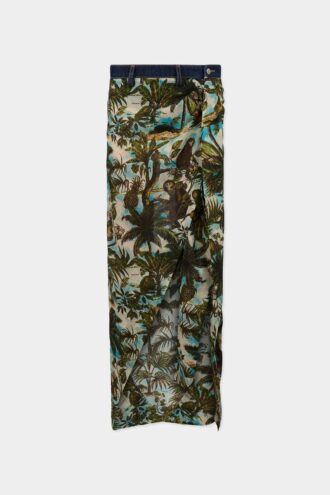 Monkey Business Long Denim Skirt