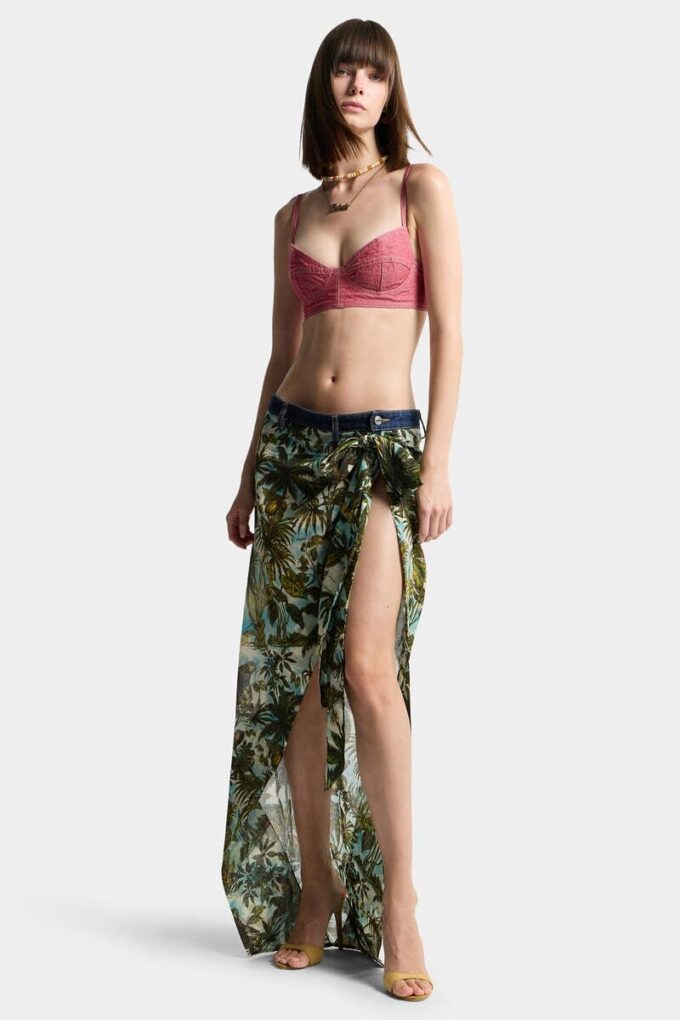 Monkey Business Long Denim Skirt