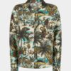 Monkey Print Notch Collar Shirt