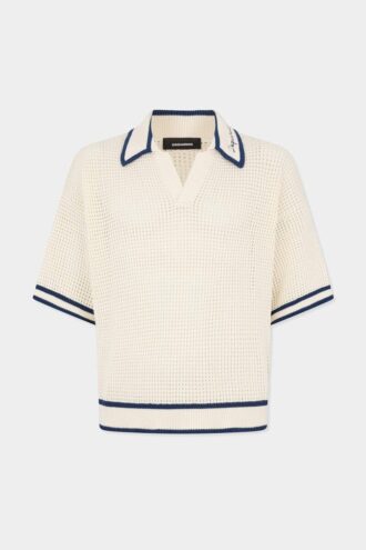 Open Work Knit Polo
