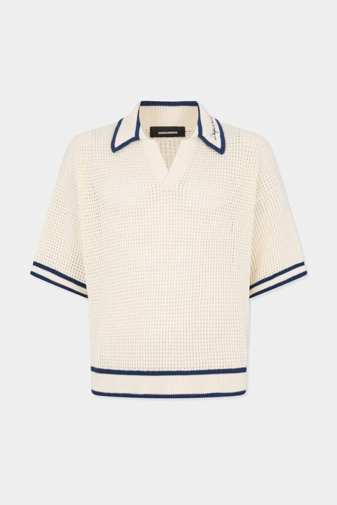 Open Work Knit Polo