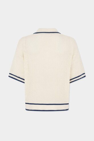 Open Work Knit Polo
