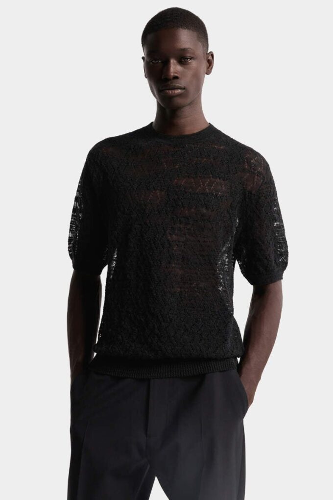 Open Work Knit T-Shirt