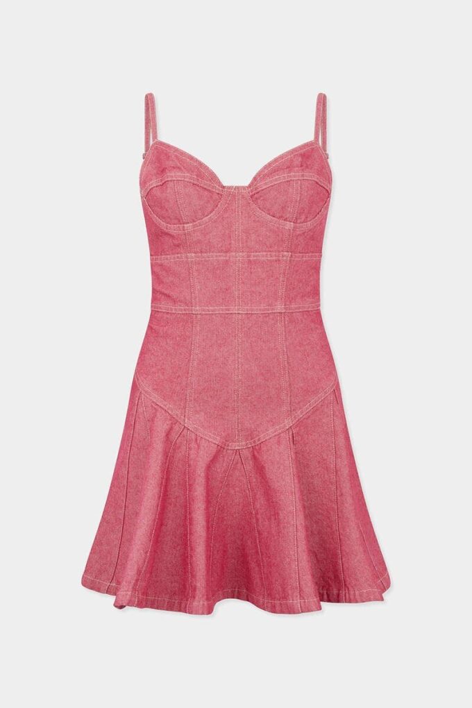 Oxford Denim Flouncy Dress