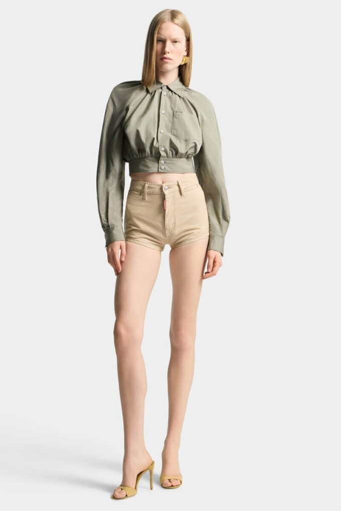 Oxford Denim High Waist Hot Pants