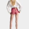Oxford Denim High Waist Hot Pants