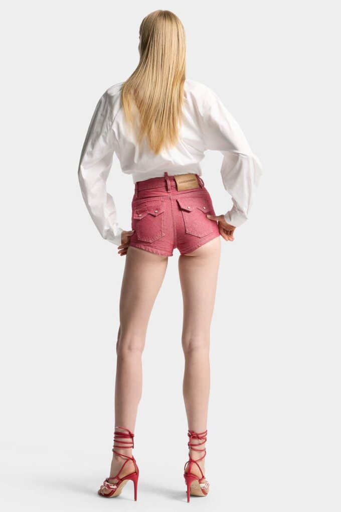 Oxford Denim High Waist Hot Pants