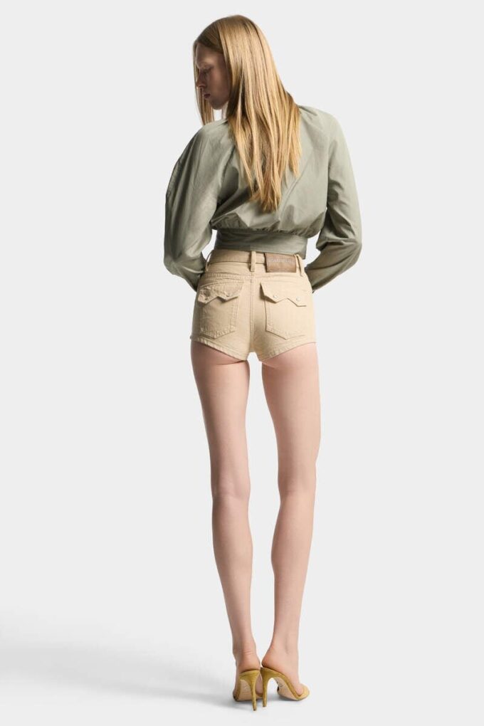 Oxford Denim High Waist Hot Pants