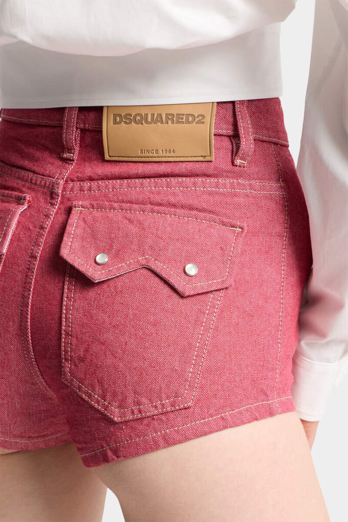 Oxford Denim High Waist Hot Pants