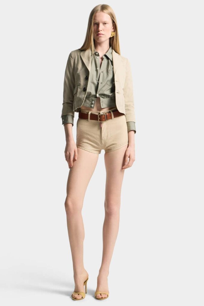 Oxford Denim High Waist Hot Pants