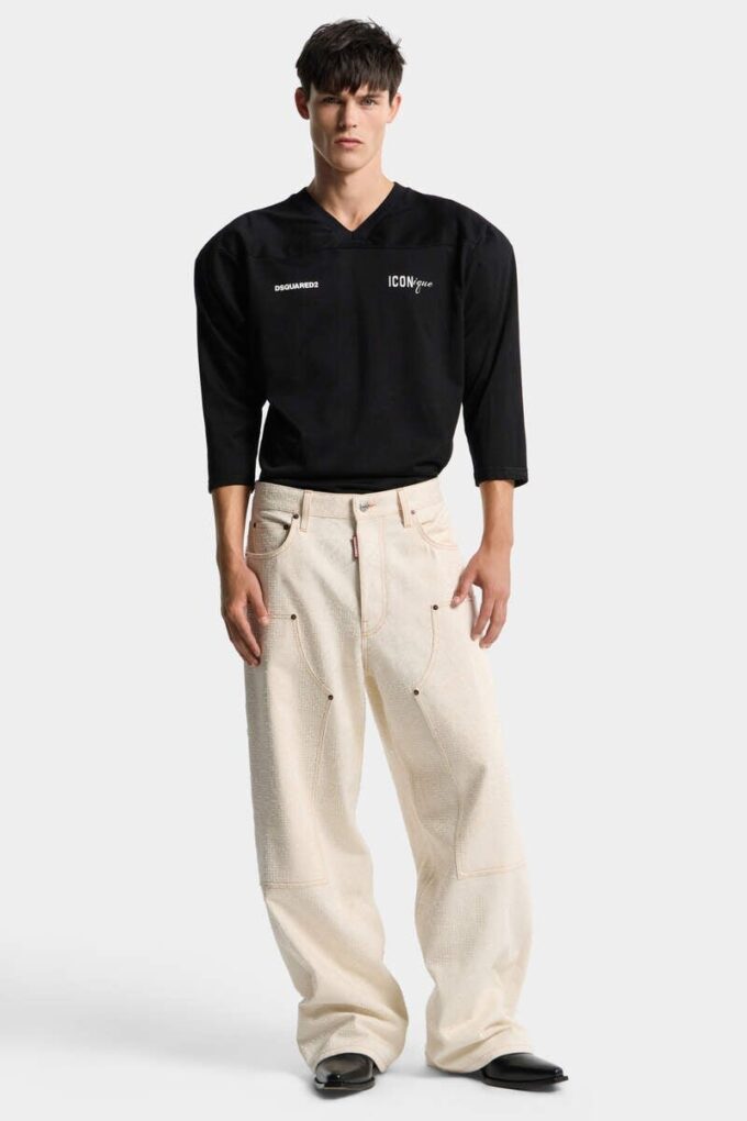 Raw Wash Shiny Baggy Carpenter Jeans