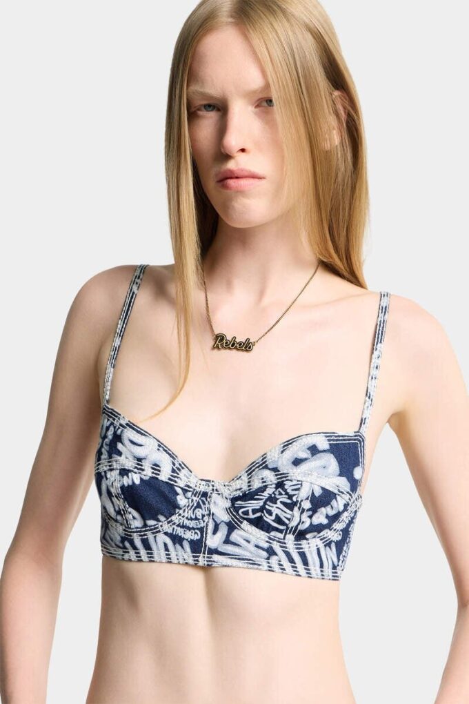 Rebel Hibiscus Dark Flower Wash Tiki Bra
