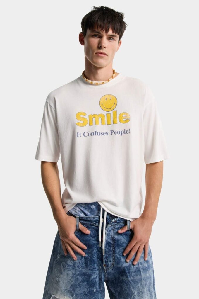 Smiley X D2 Dyed and Destroyed Loose Fit T-Shirt