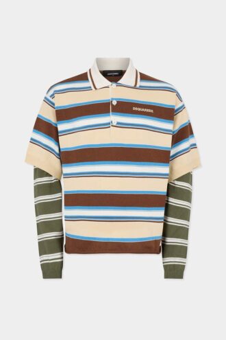 Striped Long Sleeves Knit Polo