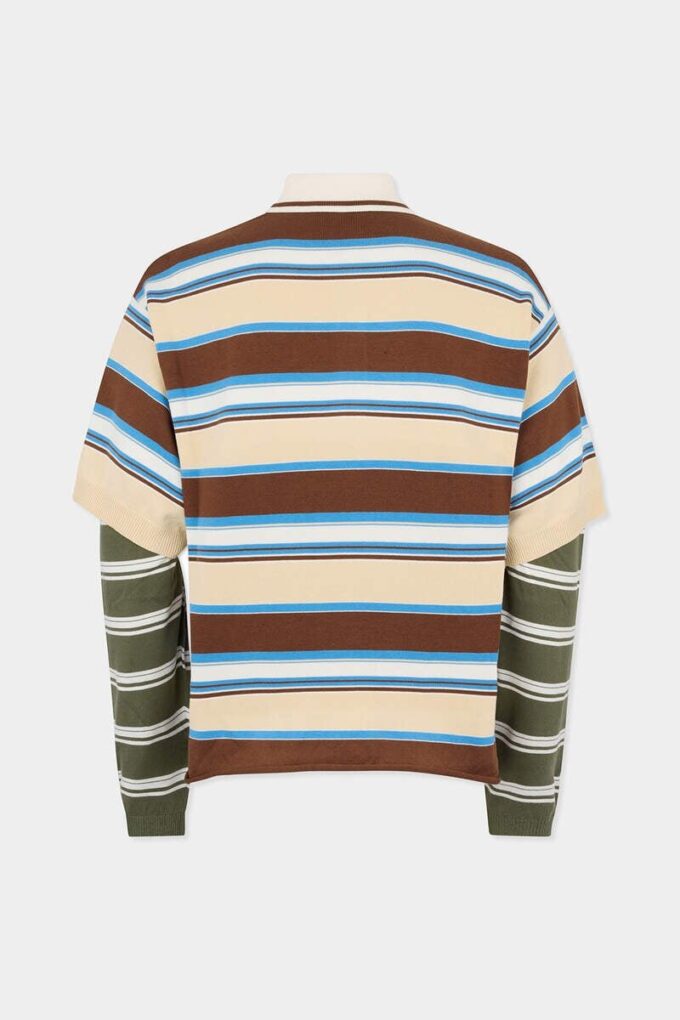 Striped Long Sleeves Knit Polo