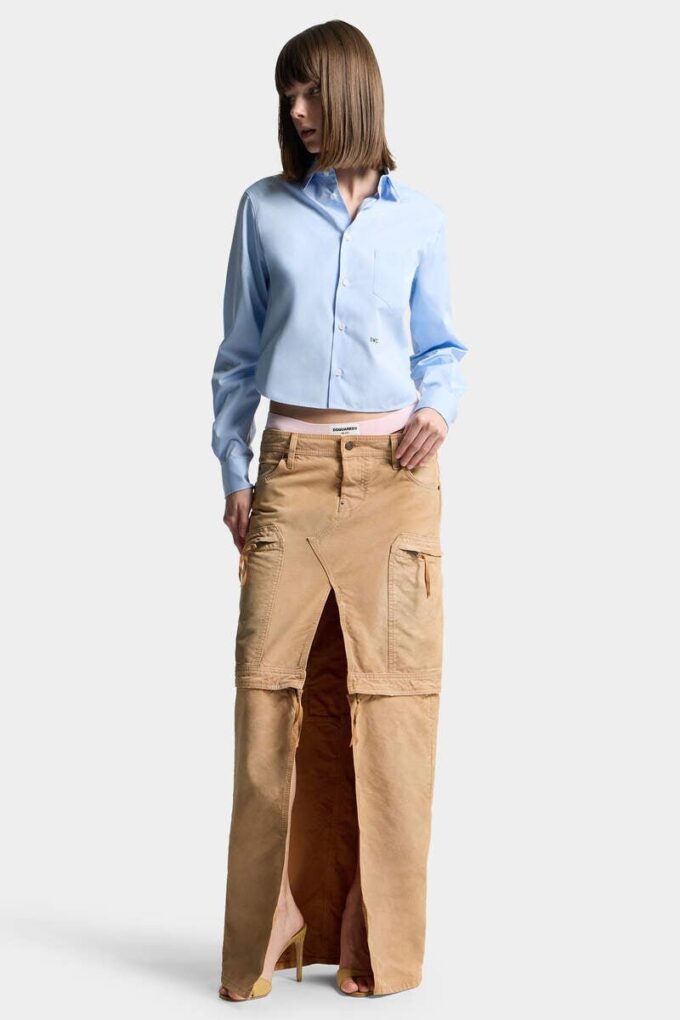 Utility Distressed Long Skirt