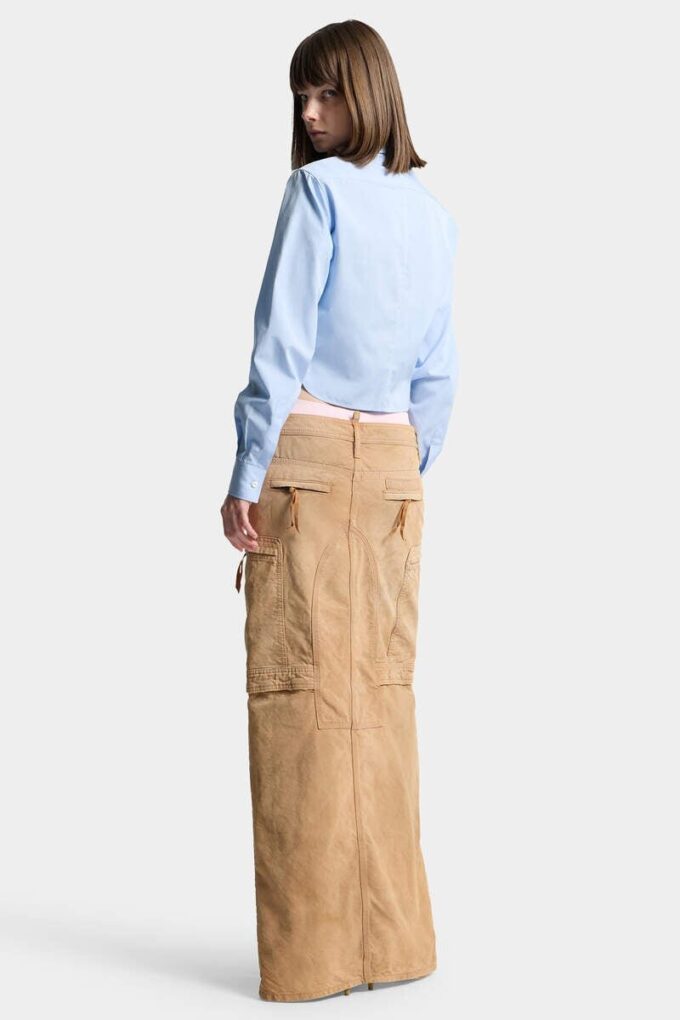 Utility Distressed Long Skirt