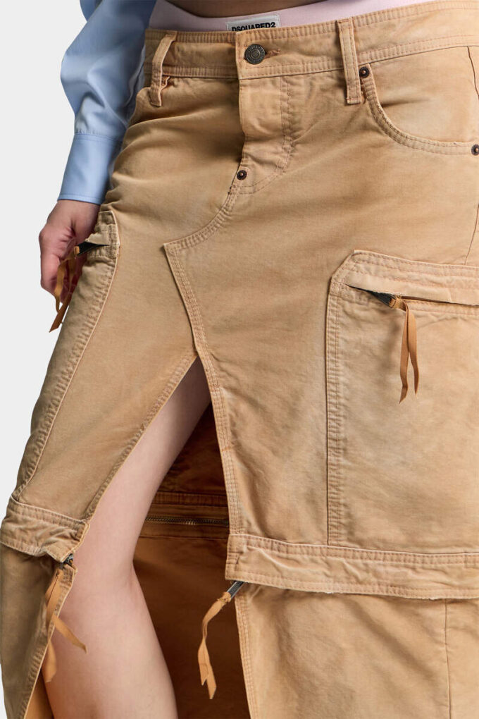 Utility Distressed Long Skirt