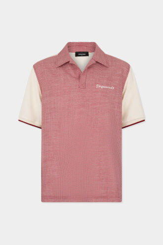 Virgin Wool Linen Pied De Poule Polo