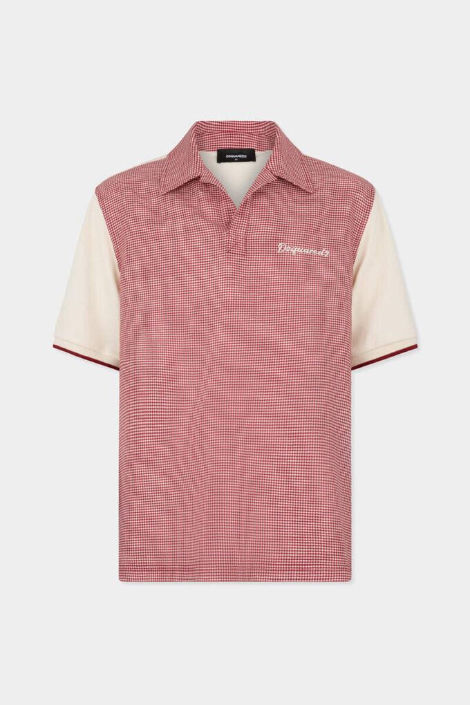 Virgin Wool Linen Pied De Poule Polo