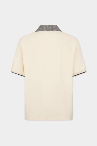 Virgin Wool Linen Pied De Poule Polo