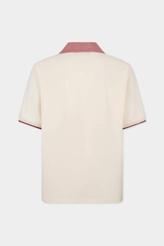 Virgin Wool Linen Pied De Poule Polo