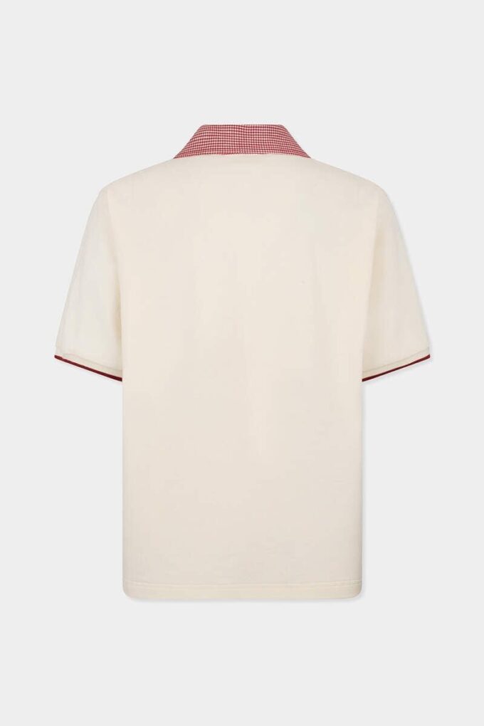 Virgin Wool Linen Pied De Poule Polo